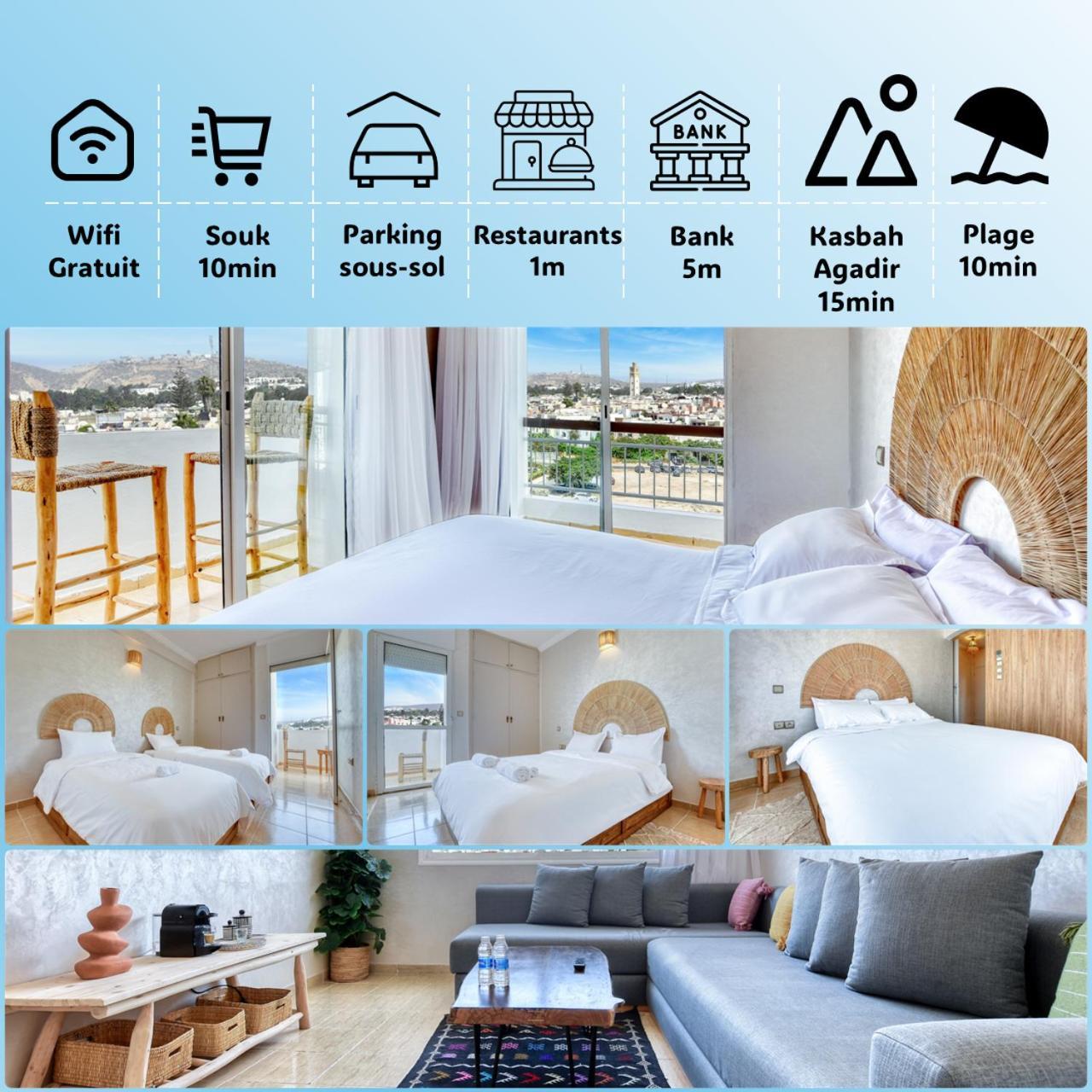 Berber Nest - Au Coeur D'agadir 6-7 Pax Appartement